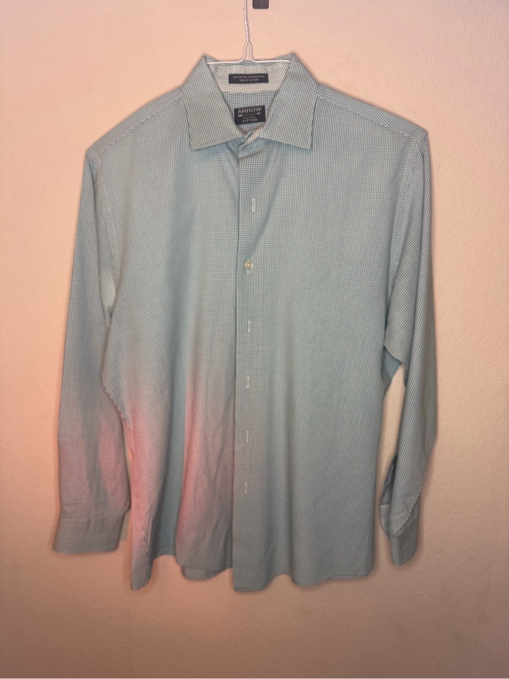 Arrow Men's Light Blue Mini-Check Dress Shirt